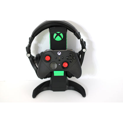 Xbox-Inspired Headset & Controller Stand — 2-in-1 Tower with Honeycomb Accent