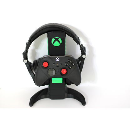 Xbox-Inspired Headset & Controller Stand — 2-in-1 Tower with Honeycomb Accent